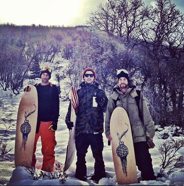 Jeremy Jensen, JJ Thomas, and Scotty Arnold about to surf some powder.
