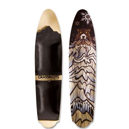 Grassroots Powderslut 140cm 3D Model powsurfer. Handcrafted in Utah. Ullr Graphic