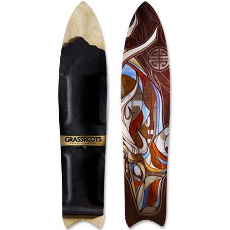 Barracuda 3D Stag Model bindingless powsurfer handcrafted in Utah by Grassroots Powdersurfing