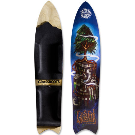 Barracuda 3D Tree Model bindingless powsurfer handcrafted in Utah by Grassroots Powdersurfing