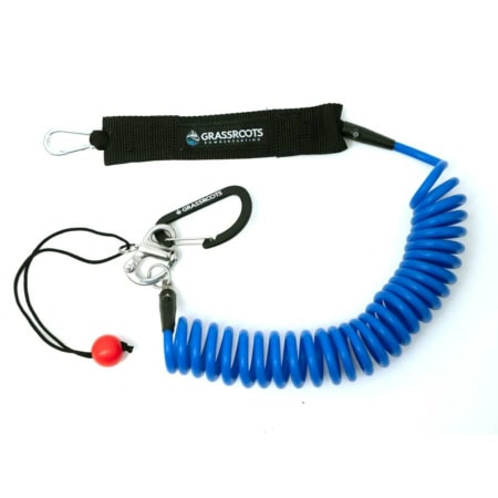 Blue Powsurf Leash with Quick Release. Made in the USA